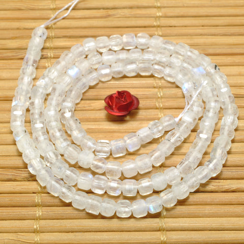 Natural Dainty Rainbow Moonstone faceted cube beads wholesale loose gemstone for jewelry making minimalist bracelet Necklace DIY