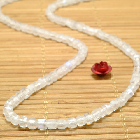 Natural Dainty Rainbow Moonstone faceted cube beads wholesale loose gemstone for jewelry making minimalist bracelet Necklace DIY