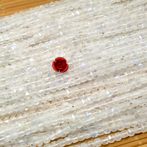 Natural Dainty Rainbow Moonstone faceted cube beads wholesale loose gemstone for jewelry making minimalist bracelet Necklace DIY