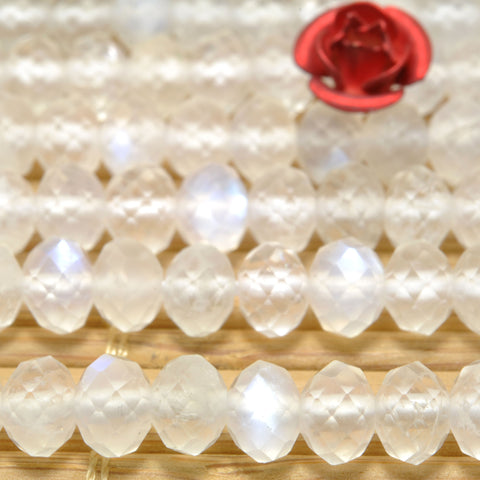 Natural Rainbow Moonstone faceted rondelle beads wholesale gemstone for jewelry making bracelet necklace DIY
