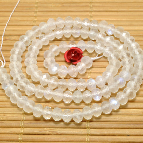 Natural Rainbow Moonstone faceted rondelle beads wholesale gemstone for jewelry making bracelet necklace DIY