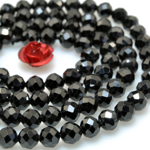 Natural Dainty Black Spinel Stone faceted round beads wholesale loose gemstone for jewelry making minimalist bracelet necklace diy