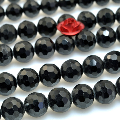 Natural Black Spinel faceted round loose beads gemstone wholesale jewelry making bracelet diy