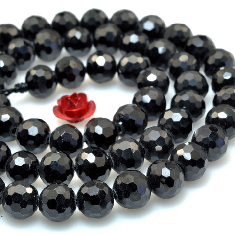 Natural Black Spinel faceted round loose beads gemstone wholesale jewelry making bracelet diy