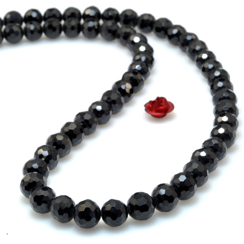 Natural Black Spinel faceted round loose beads gemstone wholesale jewelry making bracelet diy