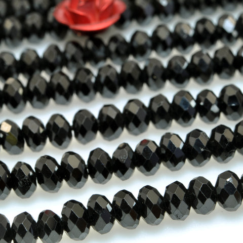 Natural Dainty Black Spinel Stone faceted rondelle beads wholesale loose gemstone for jewelry making minimalist bracelet necklace diy
