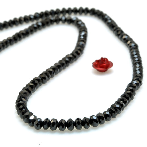 Natural Dainty Black Spinel Stone faceted rondelle beads wholesale loose gemstone for jewelry making minimalist bracelet necklace diy