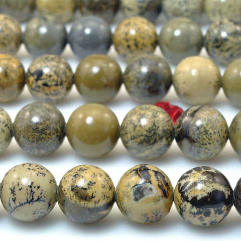 Natural Grass Flower Picture Jasper smooth round beads gemstones wholesale jewelry making stuff semi precious stone