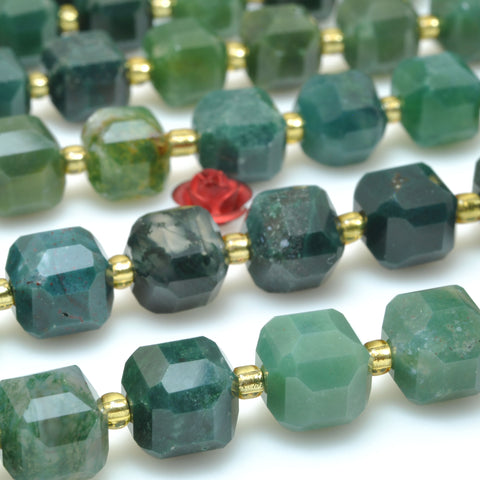 Natural Green Moss Agate Stone faceted cube beads wholesale gemstone for jewelry making DIY bracelets necklace