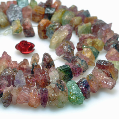 Natural rainbow tourmaline raw gemstone rough nugget chip beads 5-8mm