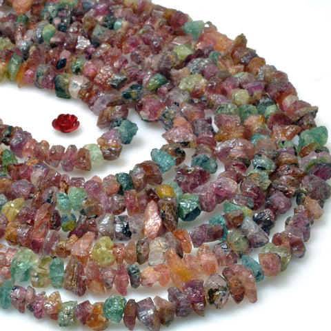 Natural rainbow tourmaline raw gemstone rough nugget chip beads 5-8mm