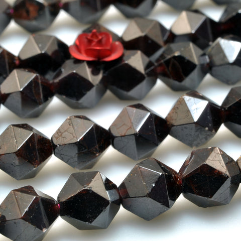 Natural Red Garnet star cut faceted nugget beads wholesale loose gemstone for jewelry making bracelet diy