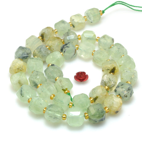 Natural green prehnite faceted cube loose beads gemstone wholesale for jewelry making bracelet diy
