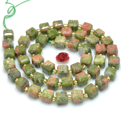 Natural Unakite Stone faceted cube beads wholesale gemstone green red for jewelry making bracelet necklace DIY