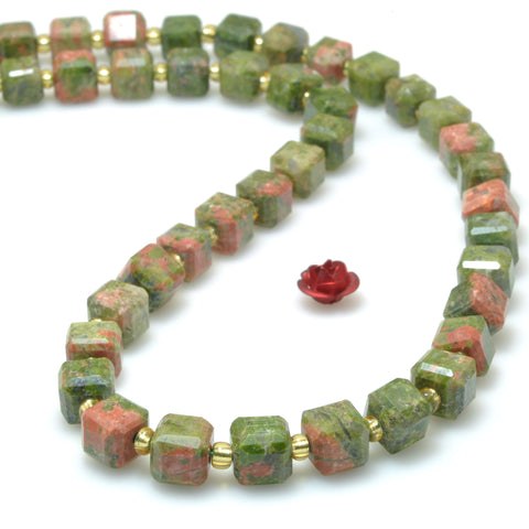Natural Unakite Stone faceted cube beads wholesale gemstone green red for jewelry making bracelet necklace DIY