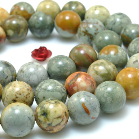 American Rocky Butte Picture Jasper natural Stone smooth round beads gemstone wholesale jewelry making DIY