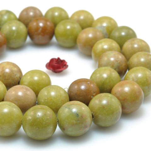 Natural Green Olive Opal smooth round beads wholesale gemstone for jewelry making bracelet necklace diy stuff