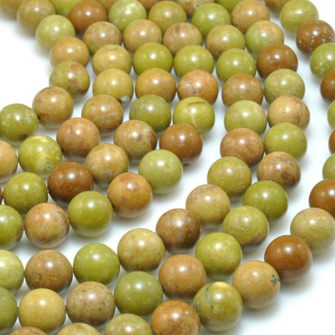 Natural Green Olive Opal smooth round beads wholesale gemstone for jewelry making bracelet necklace diy stuff