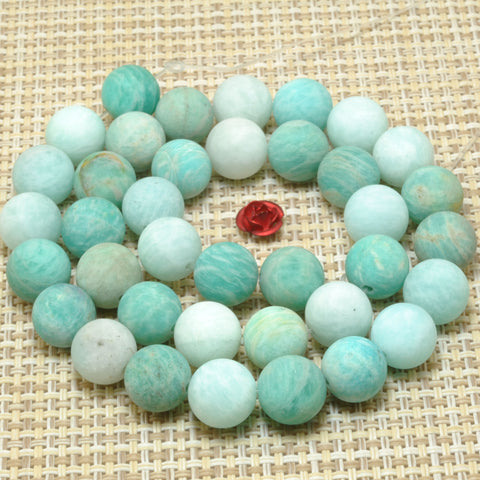 Natural Amazonite stone matte round loose beads wholesale gemstone for jewelry making bracelet necklace diy