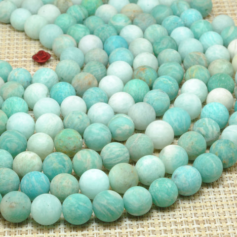 Natural Amazonite stone matte round loose beads wholesale gemstone for jewelry making bracelet necklace diy
