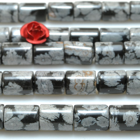 Natural Snowflake Obsidian smooth tube beads wholesale gemstone for jewelry making DIY bracelet necklace
