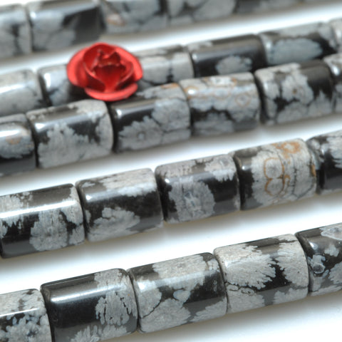 Natural Snowflake Obsidian smooth tube beads wholesale gemstone for jewelry making DIY bracelet necklace