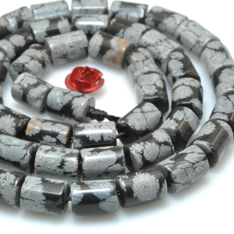 Natural Snowflake Obsidian smooth tube beads wholesale gemstone for jewelry making DIY bracelet necklace