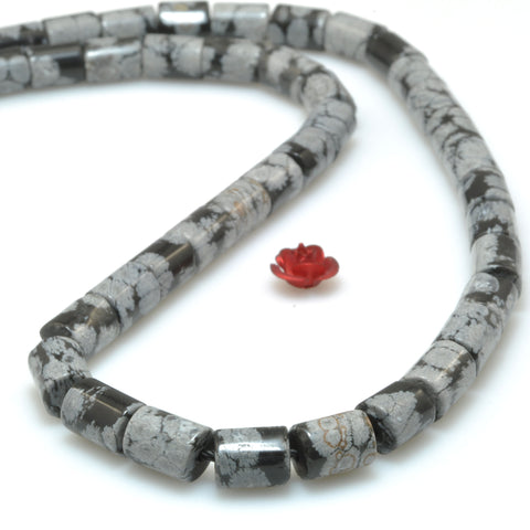 Natural Snowflake Obsidian smooth tube beads wholesale gemstone for jewelry making DIY bracelet necklace