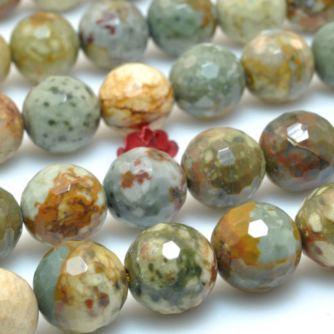 Natural Rocky Butte Picture Jasper faceted round beads wholesale gemstone for jewelry making bracelet DIY