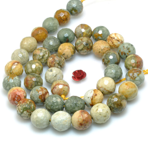Natural Rocky Butte Picture Jasper faceted round beads wholesale gemstone for jewelry making bracelet DIY