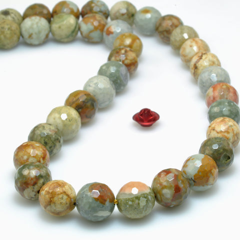 Natural Rocky Butte Picture Jasper faceted round beads wholesale gemstone for jewelry making bracelet DIY