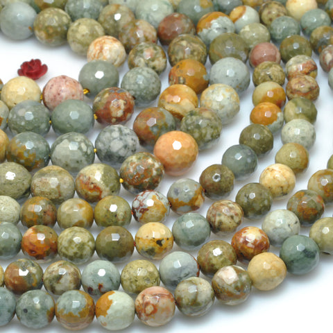 Natural Rocky Butte Picture Jasper faceted round beads wholesale gemstone for jewelry making bracelet DIY