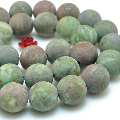 Natural Green Cuprite Jasper matte round beads rainforest jasper gemstone wholesale jewelry making