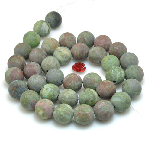 Natural Green Cuprite Jasper matte round beads rainforest jasper gemstone wholesale jewelry making