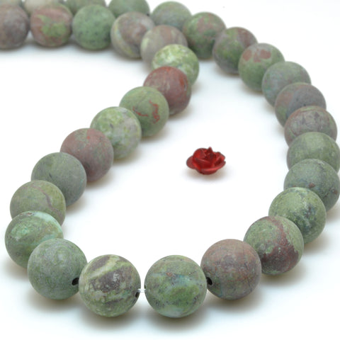 Natural Green Cuprite Jasper matte round beads rainforest jasper gemstone wholesale jewelry making