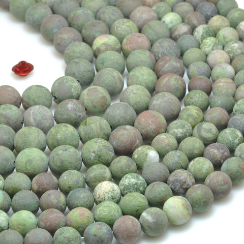 Natural Green Cuprite Jasper matte round beads rainforest jasper gemstone wholesale jewelry making