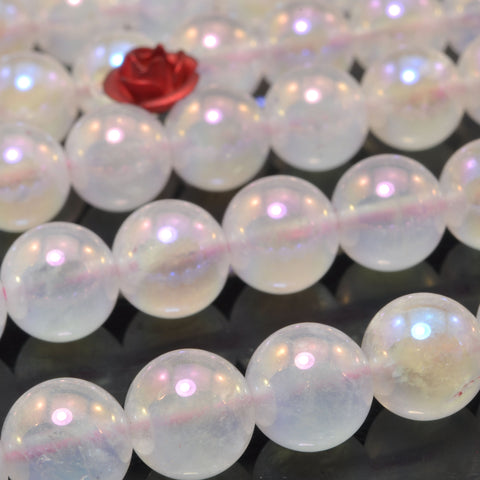 Titanium Rose Quartz Smooth Round Loose Beads Wholesale Gemstone Semi Precious Stone Bracelet Necklace For Jewelry Making