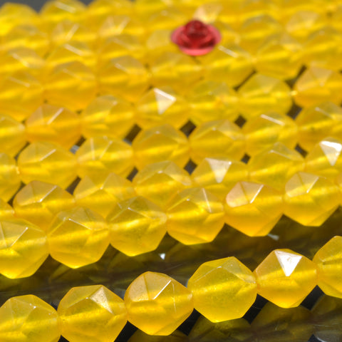 Yellow Jade star cut faceted nugget beads wholesale gemstone jewelry 15"