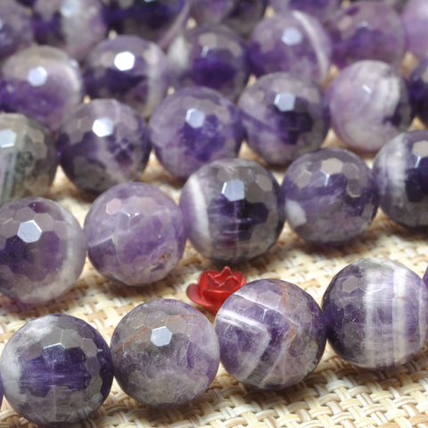 Natural Dog Teeth Amethyst faceted round beads wholesale gemstone jewelry making diy bracelet