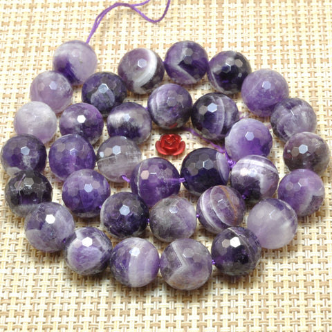 Natural Dog Teeth Amethyst faceted round beads wholesale gemstone jewelry making diy bracelet