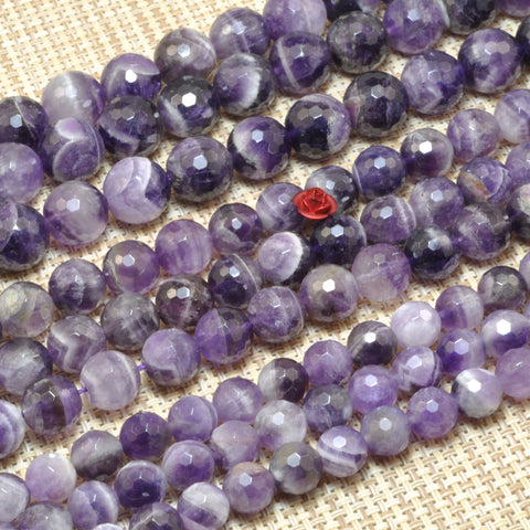 Natural Dog Teeth Amethyst faceted round beads wholesale gemstone jewelry making diy bracelet