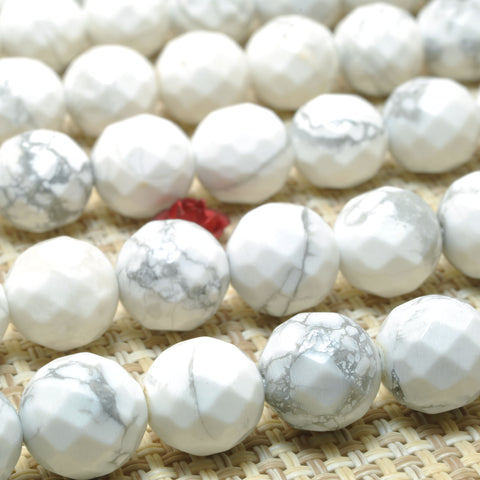 Natural white Howlite faceted round loose beads wholesale gemstone for jewelry making