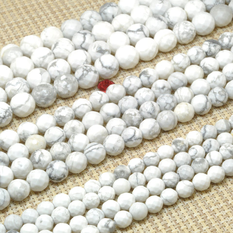Natural white Howlite faceted round loose beads wholesale gemstone for jewelry making