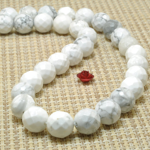 Natural white Howlite faceted round loose beads wholesale gemstone for jewelry making