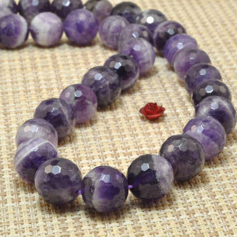 Natural Dog Teeth Amethyst faceted round beads wholesale gemstone jewelry making diy bracelet