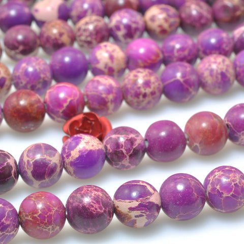 Purple Imperial Jasper smooth round beads impression jasper loose gemstone wholesale for jewelry making diy