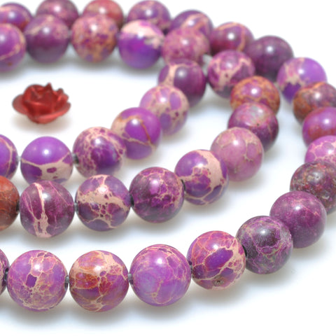 Purple Imperial Jasper smooth round beads impression jasper loose gemstone wholesale for jewelry making diy