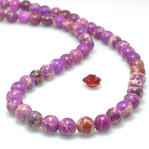 Purple Imperial Jasper smooth round beads impression jasper loose gemstone wholesale for jewelry making diy