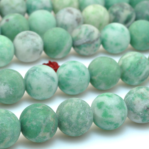 YesBeads Natural Green Jade matte round loose beads gemstone 8mm 10mm 15"