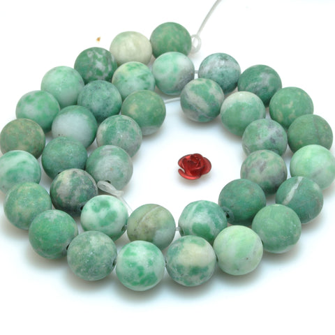 YesBeads Natural Green Jade matte round loose beads gemstone 8mm 10mm 15"